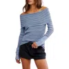 Free People Evergreen Off The Shoulder Sweater In Blue