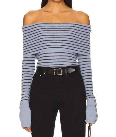 FREE PEOPLE EVERGREEN STRIPE SWEATER IN PERI COMBO