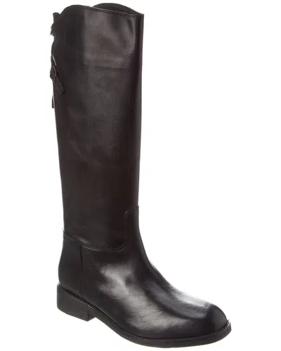 Free People Everly Equestrian Leather Knee-high Boot In Black