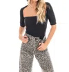 Free People Everly Squareneck Bodysuit In Black In Black