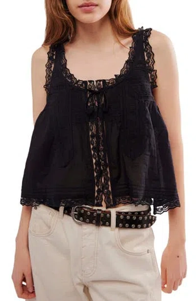 Free People Evermore Lace Trim Tank In Black