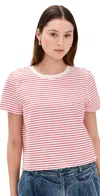 Free People Everyday Stripe Cotton T-shirt In Ivory Combo