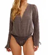 Free People Everything Rosy Bodysuit In Dark Gull Grey In Gray