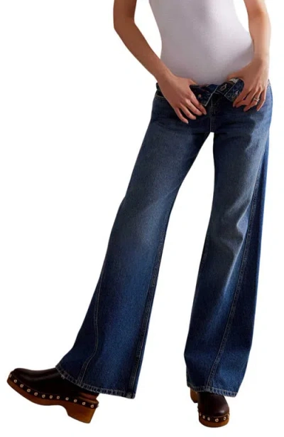 Free People Expert Advice High Waist Flare Jeans In Sea Brushed