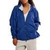 Free People Explore More Nylon Hooded Jacket In Blue