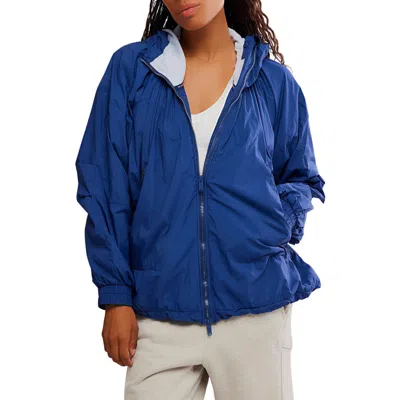 Free People Explore More Nylon Hooded Jacket In Blue