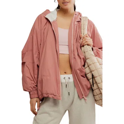 Free People Explore More Nylon Hooded Jacket In Pink