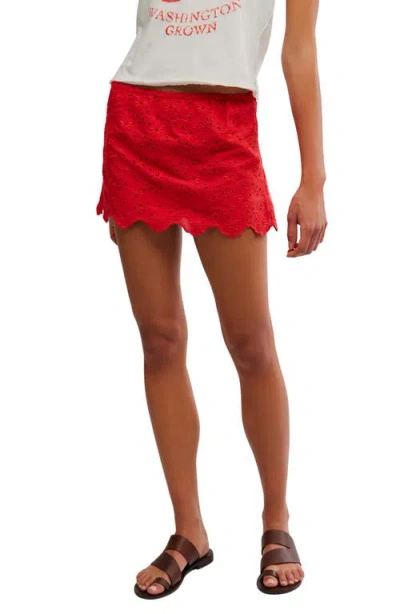 Free People Eyes On You Floral Eyelet Embroidered Miniskort In Red