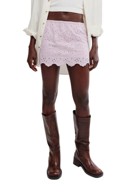 Free People Eyes On You Floral Eyelet Embroidered Miniskort In Purple