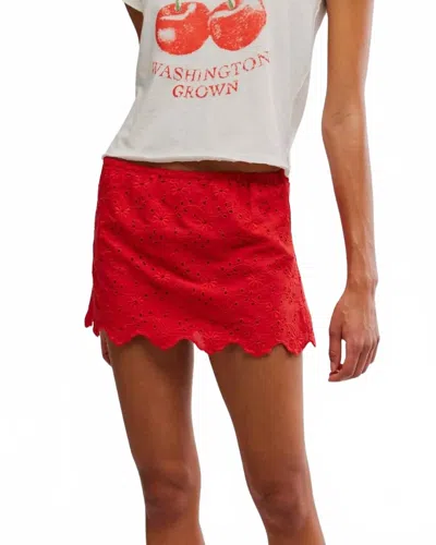 Free People Eyes On You Floral Eyelet Embroidered Miniskort In Red