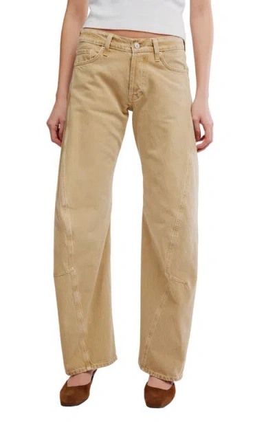 Free People Fable Low Rise Twisted Seam Jeans In Oat Latte In Blue