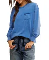 Free People Fade Into You Knit Top In Blue