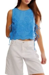 Free People Faded Gardens Embroidered Cotton Tank In Blue Marina