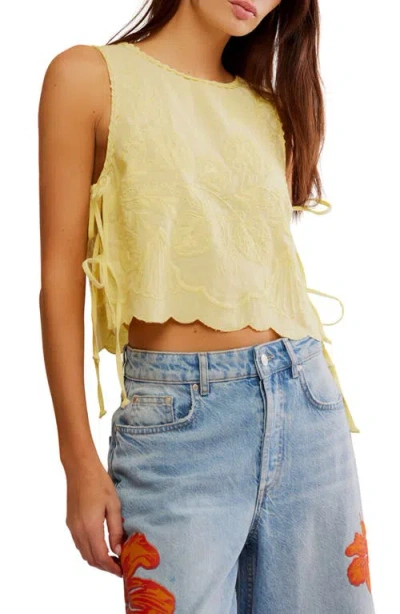 Free People Faded Gardens Embroidered Cotton Tank In Summer Lemonade