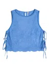 Free People Faded Gardens Floral-embroidered Cotton Tank In Blue