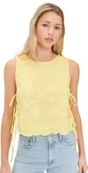 Free People Faded Gardens Embroidered Cotton Tank In Summer Lemonade