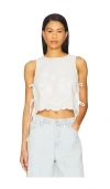 Free People Faded Gardens Embroidered Cotton Tank In White