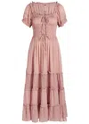 Free People Falling Sun Puff Sleeve Midi Dress In Purple