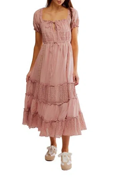 FREE PEOPLE FREE PEOPLE FALLING SUN PUFF SLEEVE MIDI DRESS