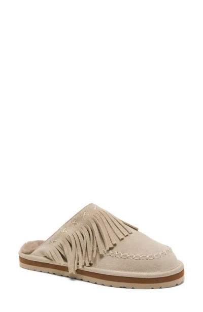 Free People Fallon Fringe Faux Fur Mule Slipper In Neutral