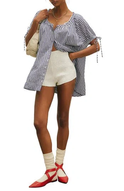 Free People Farley Gingham Tunic In Blue Heather In White