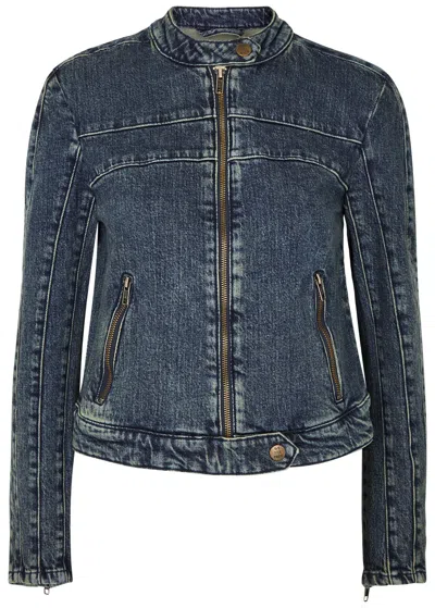 Free People Fast Lane Denim Jacket In Blue