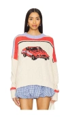 Free People Fast Lane Oversize Sweater In Race Car Combo