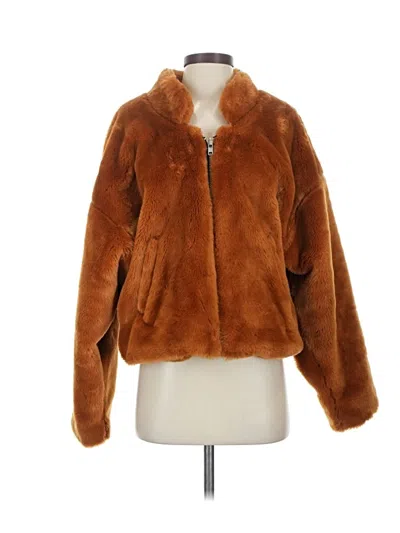Pre-owned Free People Faux Fur Jacket In Brown
