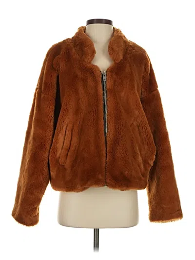 Pre-owned Free People Faux Fur Jacket In Brown