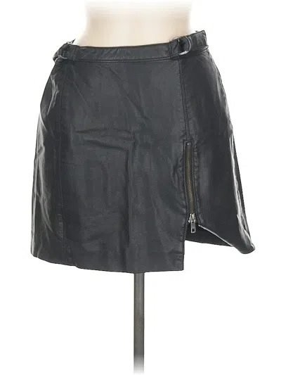 Pre-owned Free People Faux Leather Skirt In Black