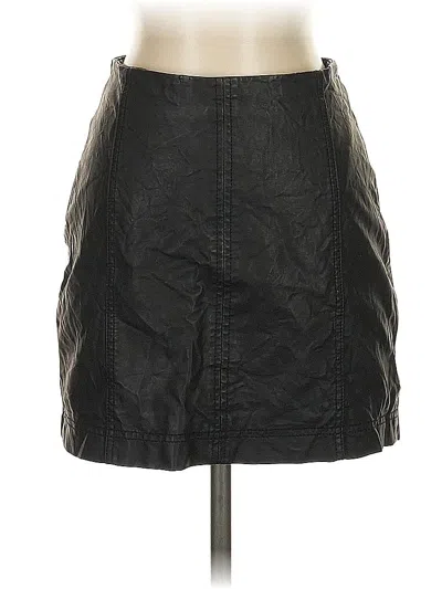 Pre-owned Free People Faux Leather Skirt In Black