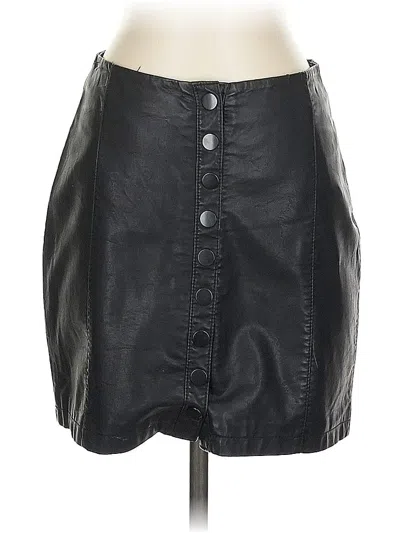 Pre-owned Free People Faux Leather Skirt In Black