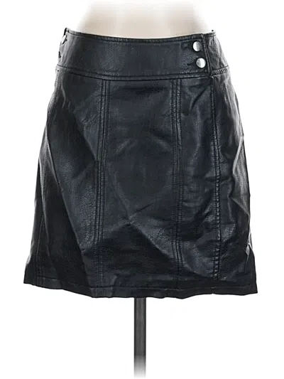Pre-owned Free People Faux Leather Skirt In Black