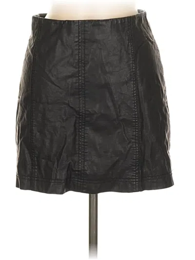 Pre-owned Free People Faux Leather Skirt In Black