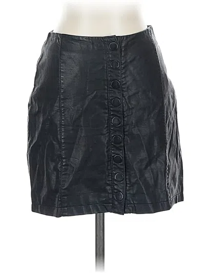 Pre-owned Free People Faux Leather Skirt In Black