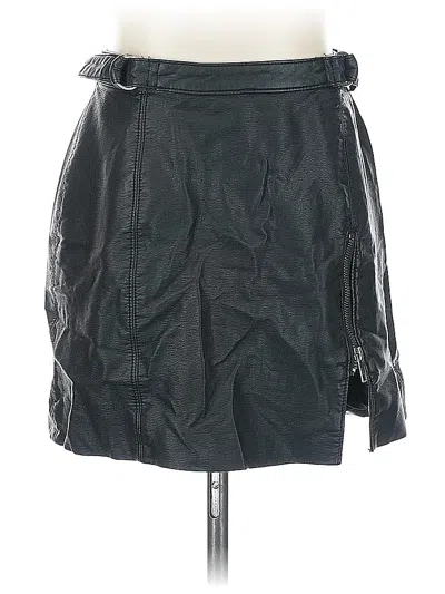 Pre-owned Free People Faux Leather Skirt In Black