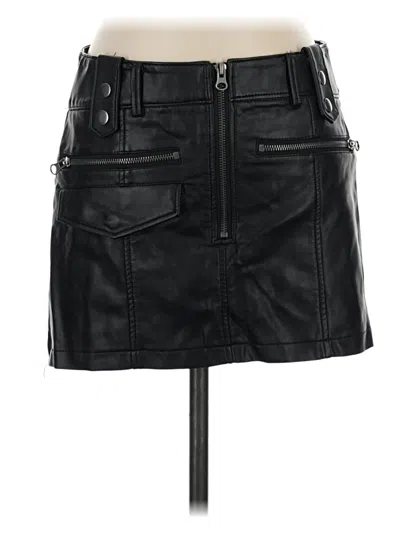 Pre-owned Free People Faux Leather Skirt In Black