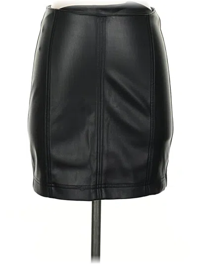 Pre-owned Free People Faux Leather Skirt In Black