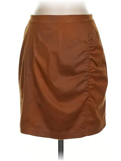Pre-owned Free People Faux Leather Skirt In Brown