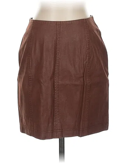 Pre-owned Free People Faux Leather Skirt In Brown