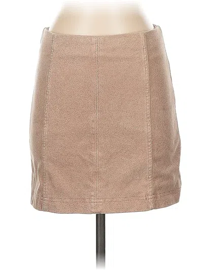 Pre-owned Free People Faux Leather Skirt In Brown