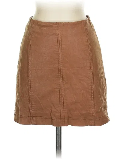 Pre-owned Free People Faux Leather Skirt In Brown