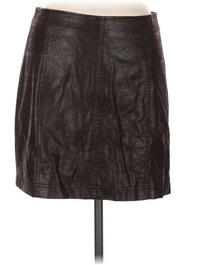 Pre-owned Free People Faux Leather Skirt In Brown
