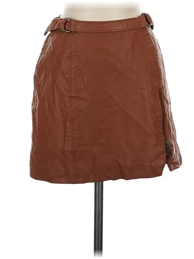 Pre-owned Free People Faux Leather Skirt In Brown