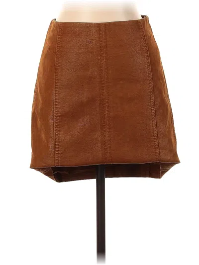 Pre-owned Free People Faux Leather Skirt In Orange