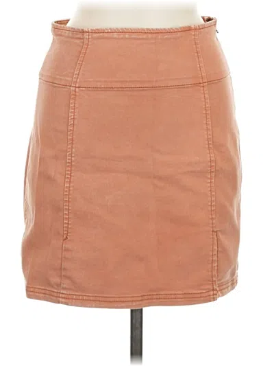 Pre-owned Free People Faux Leather Skirt In Tan