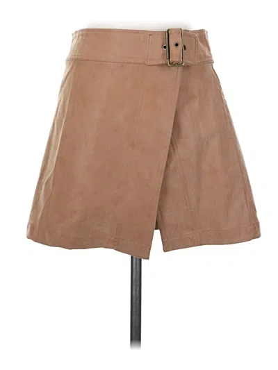 Pre-owned Free People Faux Leather Skirt In Tan