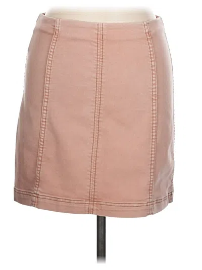 Pre-owned Free People Faux Leather Skirt In Tan