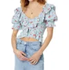 Free People Favorite Girl Floral Print Ruffle Crop Top In Multi