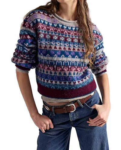 Free People Favorite Things Crewneck Sweater In Frosted Wine In Multi